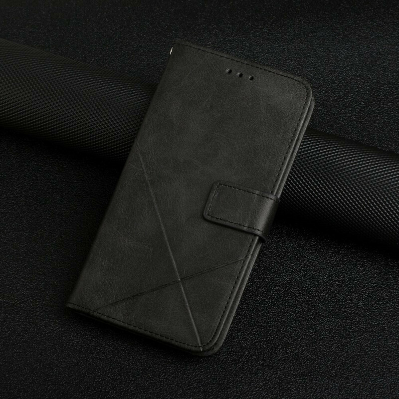 Housse iPhone 13 Pro Style Cuir Géométrique à Lanière Housse iPhone 13 Pro Style Cuir Géométrique à Lanière