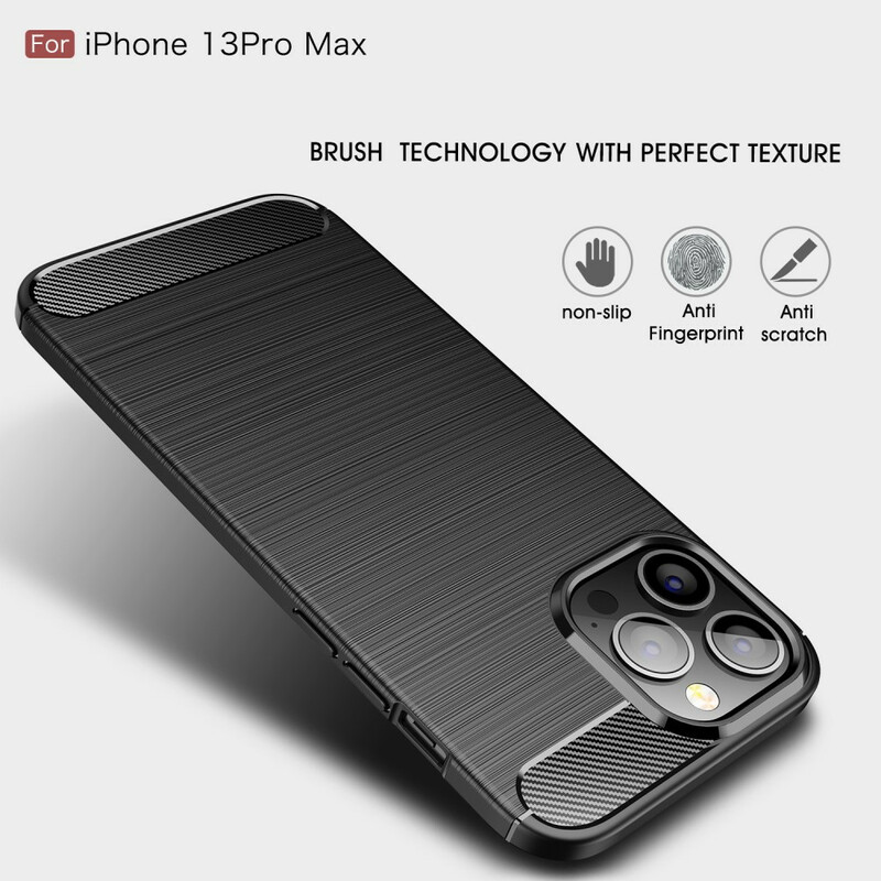 Coque iPhone 13 Po Max Fibre Carbone Brossée