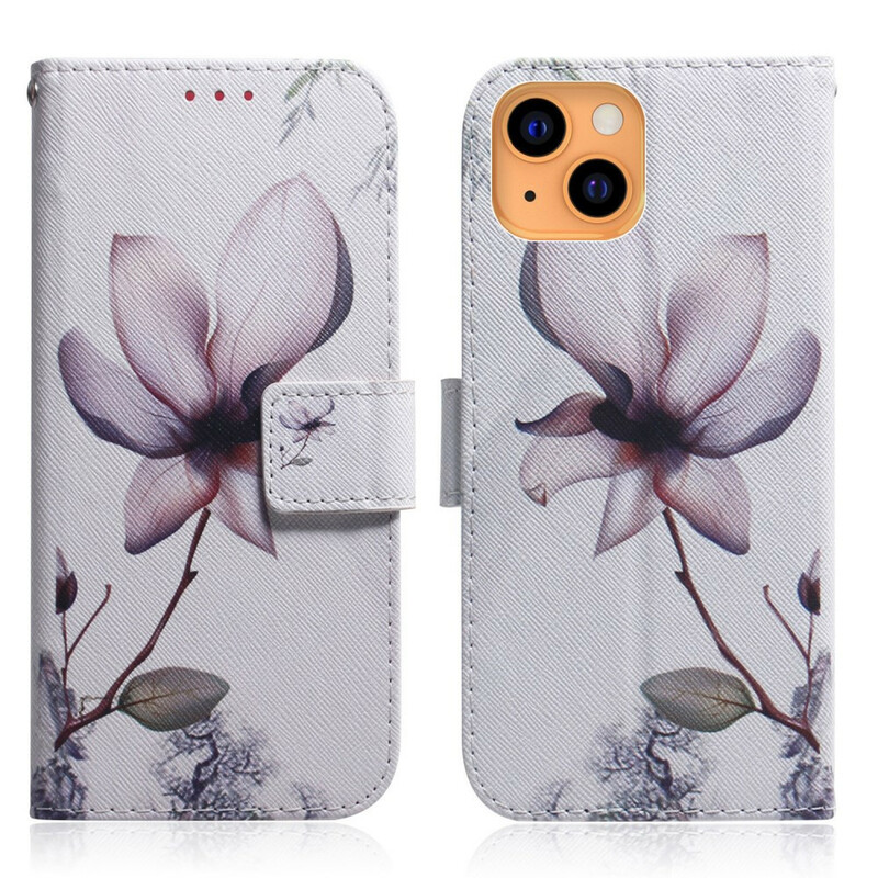 Housse iPhone 13 Fleur Vieux Rose Housse iPhone 13 Fleur Vieux Rose