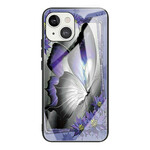 Coque iPhone 13 Verre Trempé Papillon Violet
