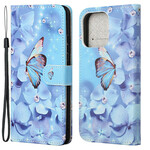 Housse iPhone 13 Papillons Diamants à Lanière Housse iPhone 13 Papillons Diamants à Lanière