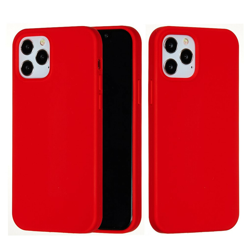 Coque silicone touch avec protection caméra rouge pour IPhone 13 pro max