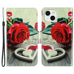 Housse iPhone 13 Rose Romantique à Lanière Housse iPhone 13 Rose Romantique à Lanière