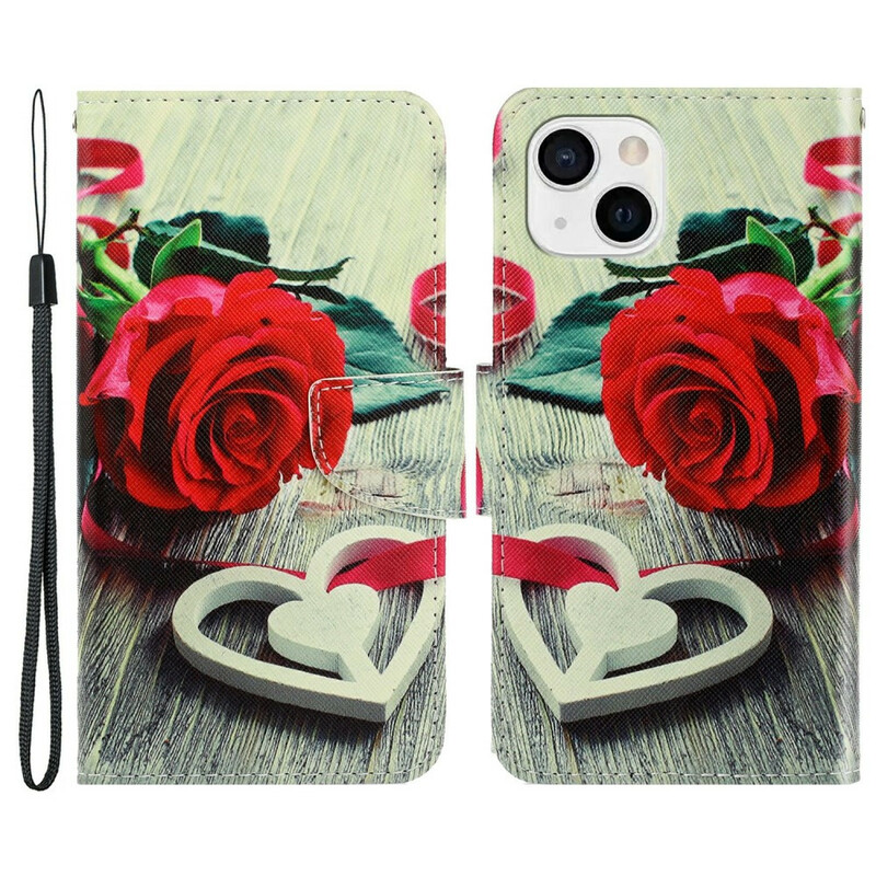 Housse iPhone 13 Rose Romantique à Lanière Housse iPhone 13 Rose Romantique à Lanière