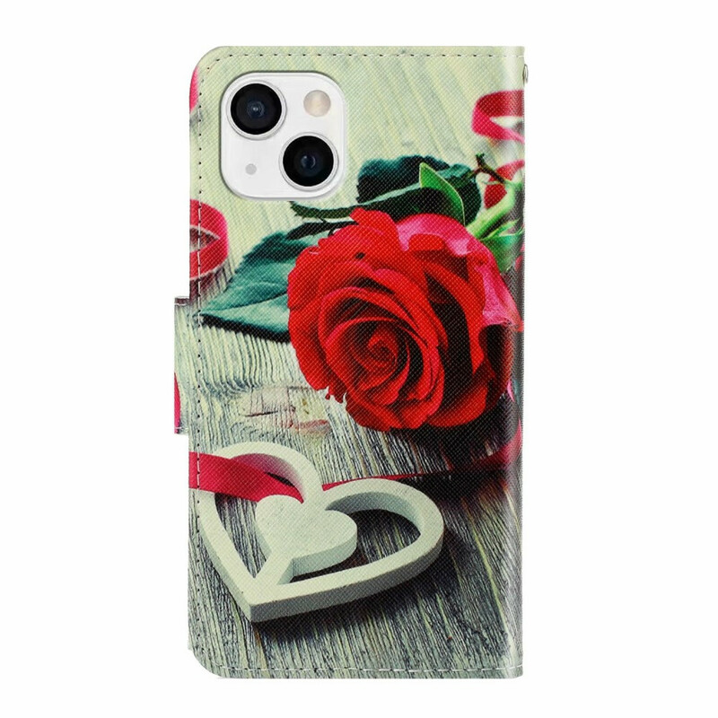 Housse iPhone 13 Rose Romantique à Lanière Housse iPhone 13 Rose Romantique à Lanière