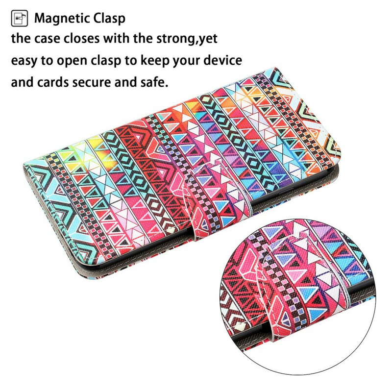 Housse iPhone 13 Patchwork avec Lanière Housse iPhone 13 Patchwork avec Lanière