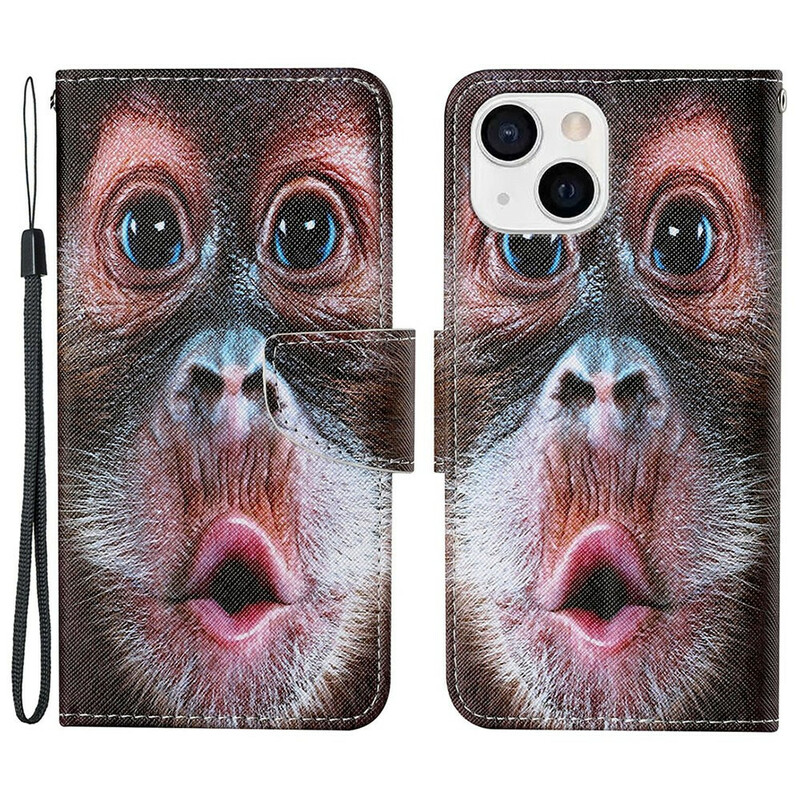 Housse iPhone 13 Singe à Lanière Housse iPhone 13 Singe à Lanière