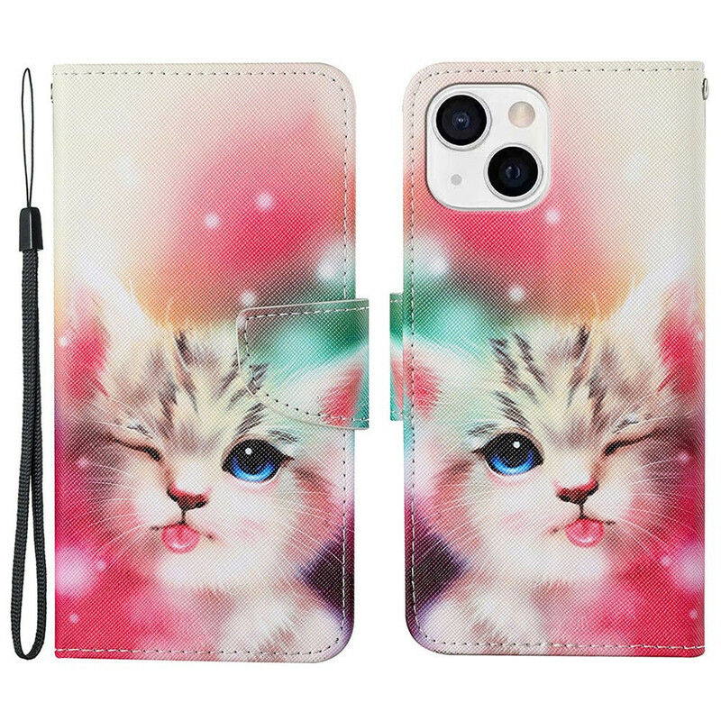 Housse iPhone 13 Histoires de Chat avec Lanière Housse iPhone 13 Histoires de Chat avec Lanière
