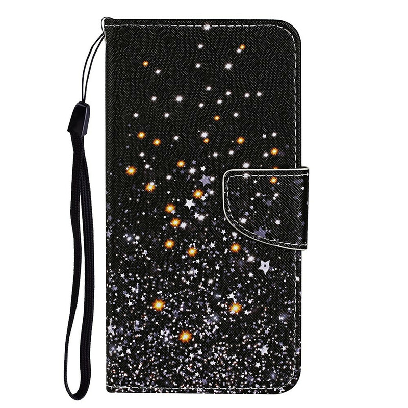 Housse iPhone 13 Étoiles et Paillettes avec Lanière Housse iPhone 13 Étoiles et Paillettes avec Lanière