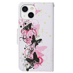 Housse iPhone 13 Papillons Magistraux avec Lanière Housse iPhone 13 Papillons Magistraux avec Lanière