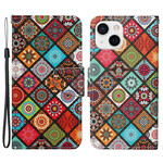 Housse iPhone 13 Patchwork Mandalas avec Lanière Housse iPhone 13 Patchwork Mandalas avec Lanière