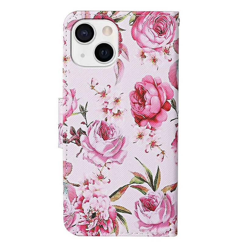 Housse iPhone 13 Fleurs Magistrales avec Lanière