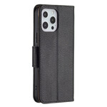 Housse iPhone 13 Pro Max Effet Cuir Litchi Coloré à Lanière Housse iPhone 13 Pro Max Effet Cuir Litchi Coloré à Lanière