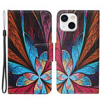 Housse IPhone 13 Feuilles Colorées avec Lanière Housse IPhone 13 Feuilles Colorées avec Lanière
