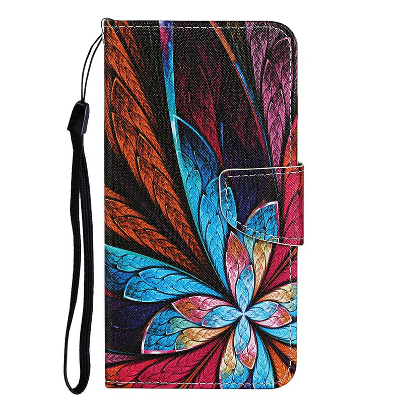 Housse IPhone 13 Feuilles Colorées avec Lanière Housse IPhone 13 Feuilles Colorées avec Lanière