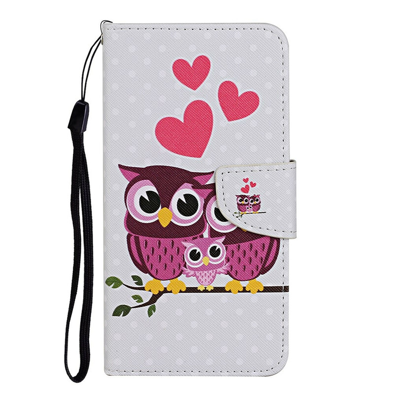 Housse iPhone 13 Famille de Hiboux avec Lanière Housse iPhone 13 Famille de Hiboux avec Lanière