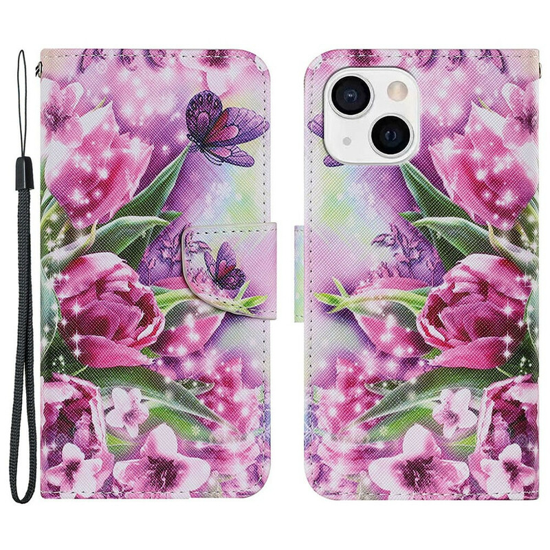 Housse iPhone 13 Papillons et Tulipes Housse iPhone 13 Papillons et Tulipes