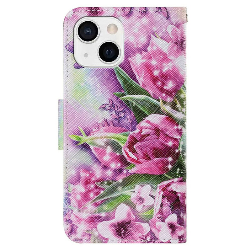 Housse iPhone 13 Papillons et Tulipes Housse iPhone 13 Papillons et Tulipes