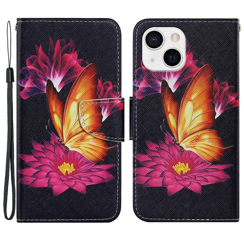 Housse iPhone 13 Papillon et Lotus