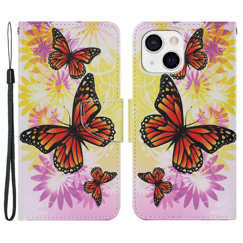 Housse iPhone 13 Papillons et Fleurs d'Été Housse iPhone 13 Papillons et Fleurs d'Été