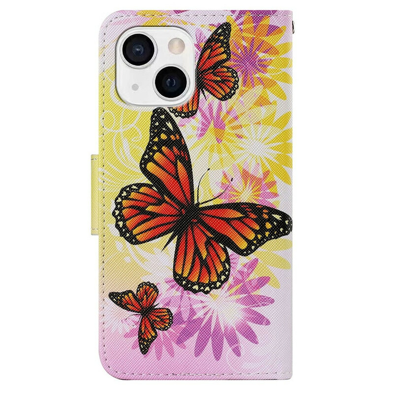 Housse iPhone 13 Papillons et Fleurs d'Été Housse iPhone 13 Papillons et Fleurs d'Été