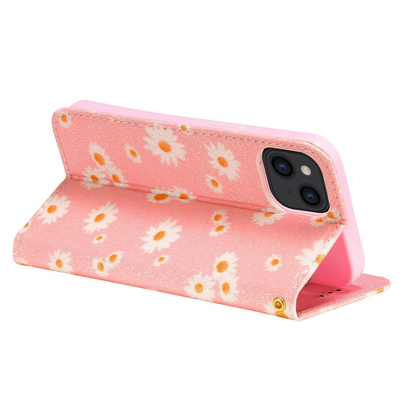 Flip Cover iPhone 13 Simili Cuir Marguerites Flip Cover iPhone 13 Simili Cuir Marguerites