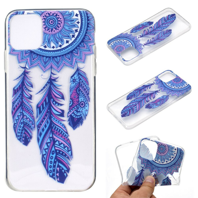 Coque iPhone 13 Attrape Rêves Plumes Bleues Coque iPhone 13 Attrape Rêves Plumes Bleues