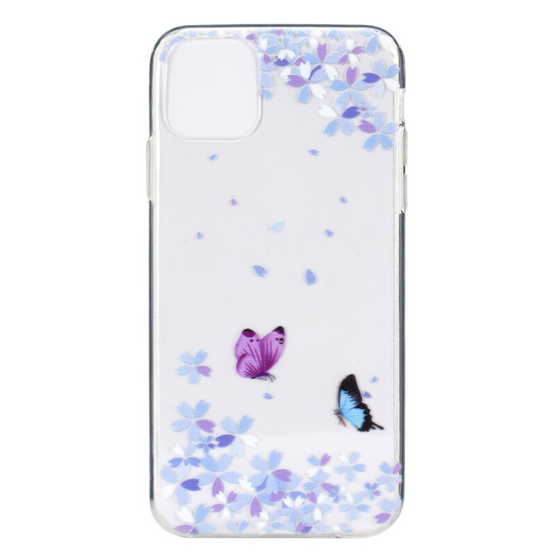 Coque iPhone 13 Transparente Papillons et Fleurs Coque iPhone 13 Transparente Papillons et Fleurs