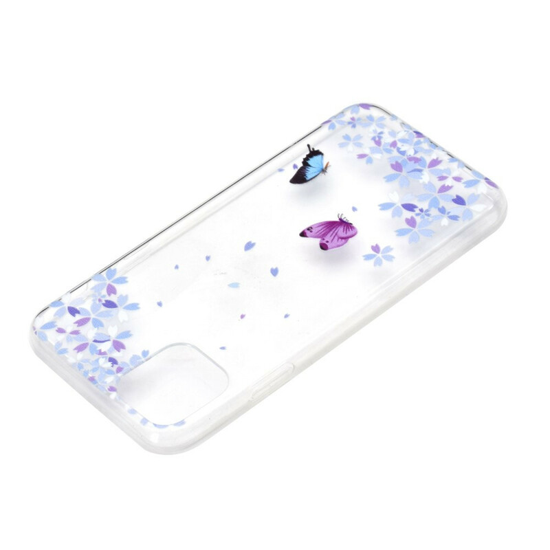Coque iPhone 13 Transparente Papillons et Fleurs Coque iPhone 13 Transparente Papillons et Fleurs