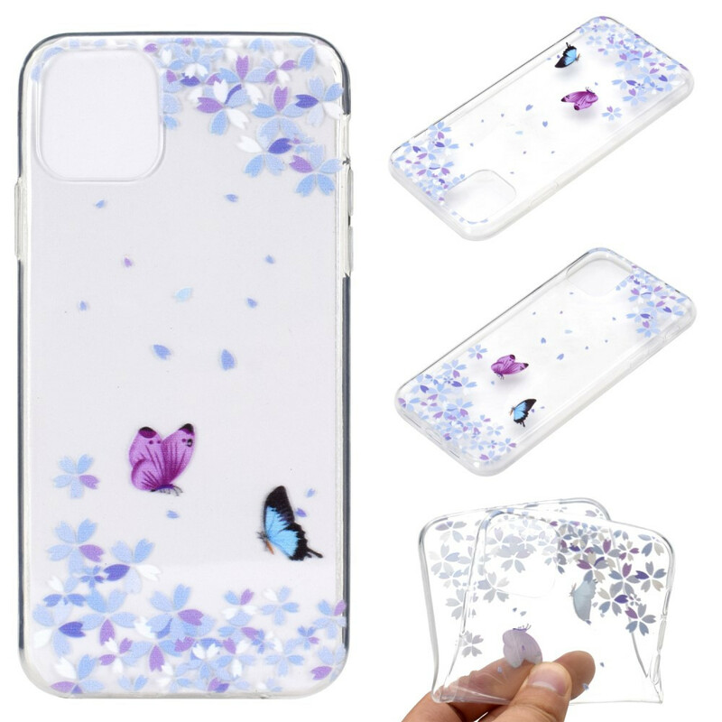 Coque iPhone 13 Transparente Papillons et Fleurs Coque iPhone 13 Transparente Papillons et Fleurs
