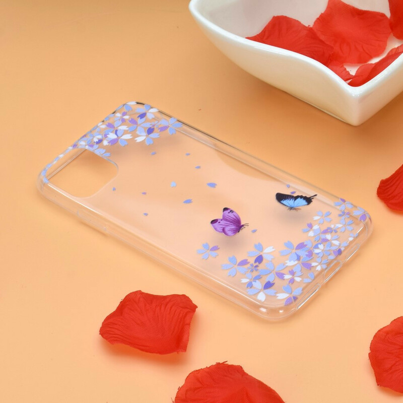 Coque iPhone 13 Transparente Papillons et Fleurs Coque iPhone 13 Transparente Papillons et Fleurs