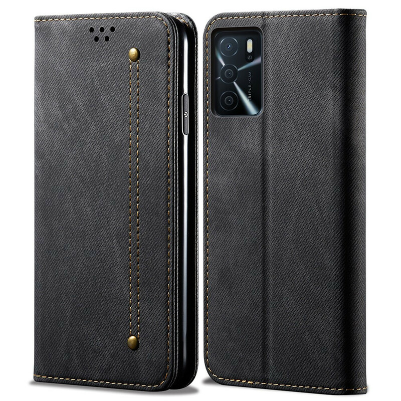 Flip Cover Oppo A16 / A16s Tissu Jeans Flip Cover Oppo A16 / A16s Tissu Jeans
