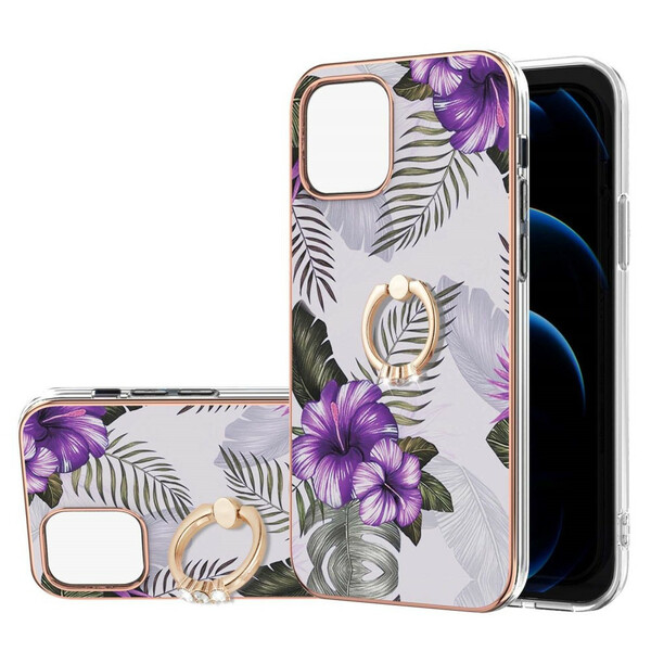 Coque iPhone 13 Anneau-Support Florale