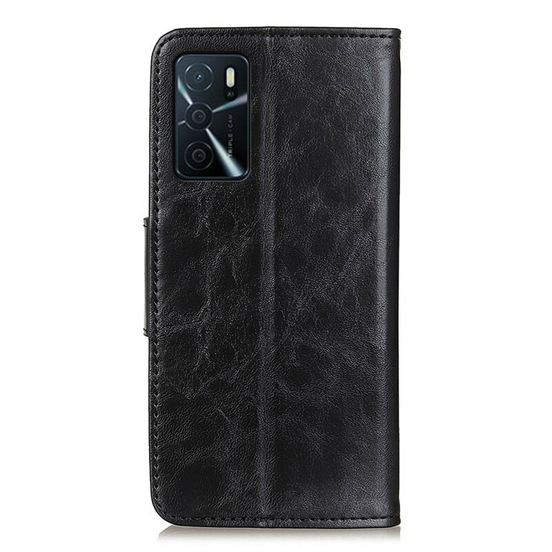 Housse Oppo A16 / A16s Cuir Fendu Fermoir Réversible