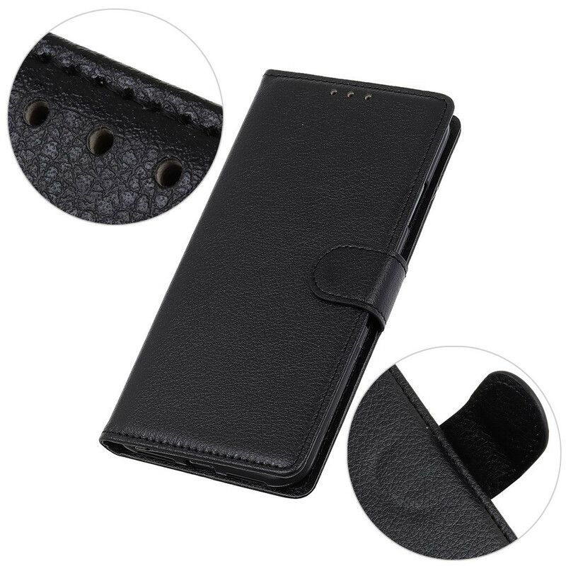 Housse iPhone 13 Simili Cuir Litchi Traditionnel