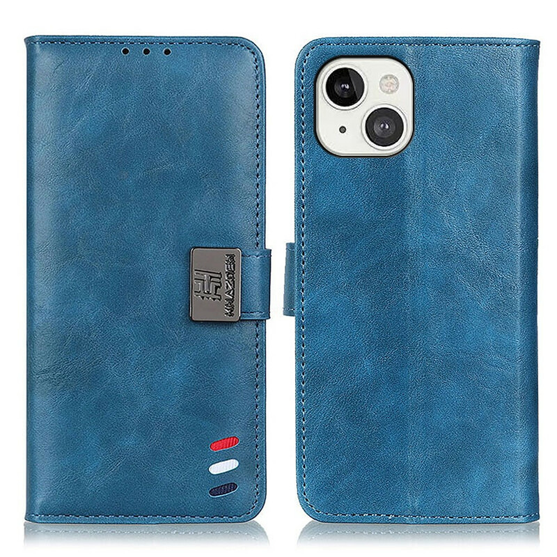 Housse iPhone 13 Effet Cuir Vintage Tricolore Housse iPhone 13 Effet Cuir Vintage Tricolore