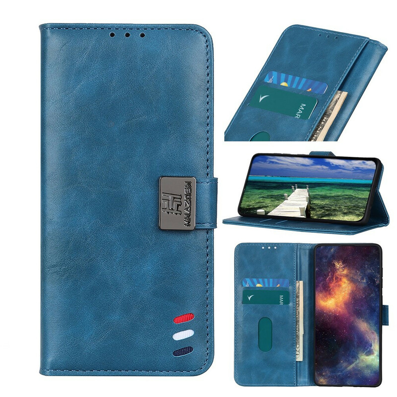 Housse iPhone 13 Effet Cuir Vintage Tricolore Housse iPhone 13 Effet Cuir Vintage Tricolore