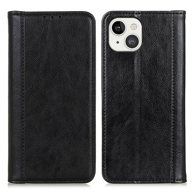 Flip Cover iPhone 13 Cuir Litchi Fendu Élégance Flip Cover iPhone 13 Cuir Litchi Fendu Élégance