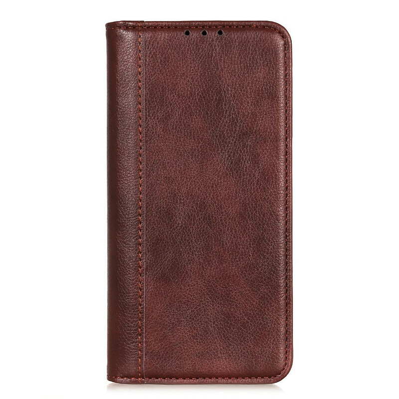 Flip Cover iPhone 13 Cuir Litchi Fendu Élégance