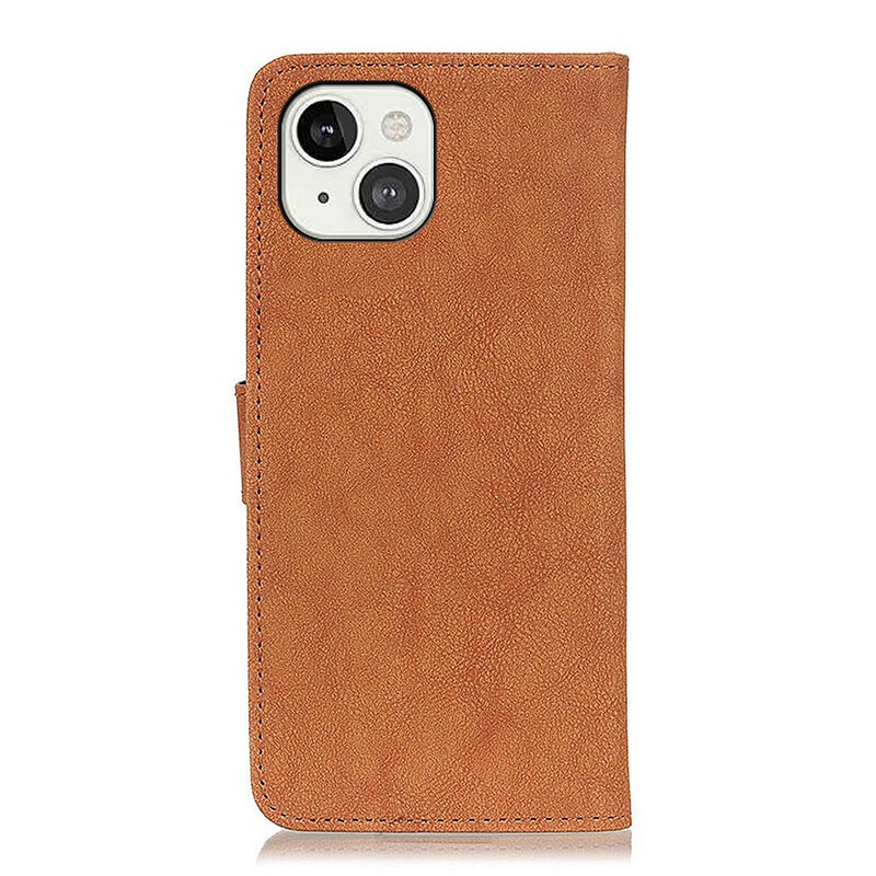 Housse iPhone 13 Simili Cuir Fendu Rétro KHAZNEH Housse iPhone 13 Simili Cuir Fendu Rétro KHAZNEH