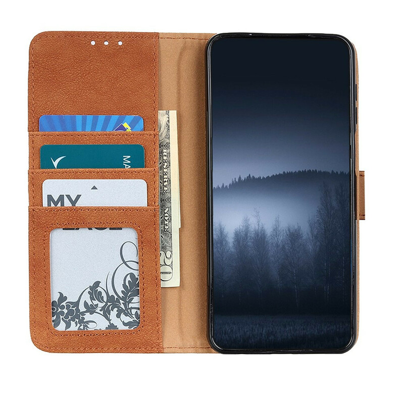 Housse iPhone 13 Simili Cuir Fendu Rétro KHAZNEH Housse iPhone 13 Simili Cuir Fendu Rétro KHAZNEH