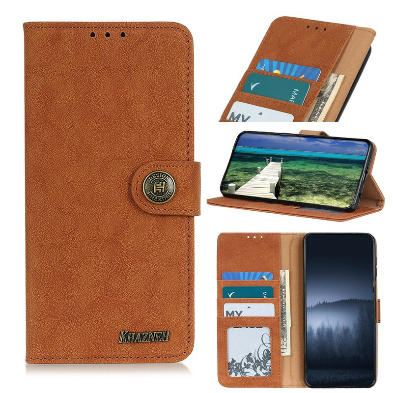 Housse iPhone 13 Simili Cuir Fendu Rétro KHAZNEH Housse iPhone 13 Simili Cuir Fendu Rétro KHAZNEH