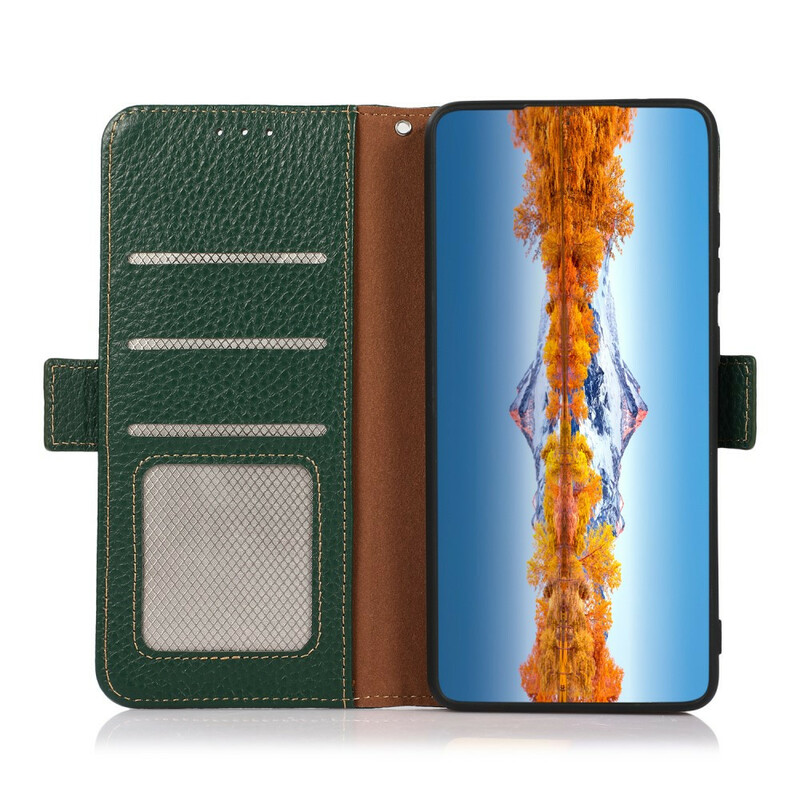 Housse iPhone 13 Cuir Véritable Litchi KHAZNEH Housse iPhone 13 Cuir Véritable Litchi KHAZNEH