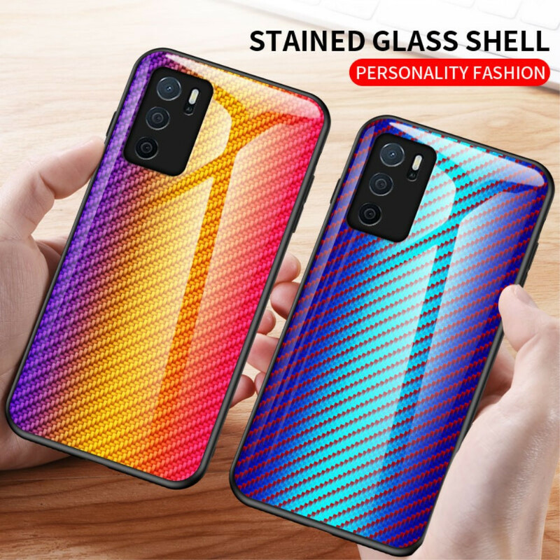 Coque Oppo A16 / A16s Verre Trempé Fibre Carbone Coque Oppo A16 / A16s Verre Trempé Fibre Carbone