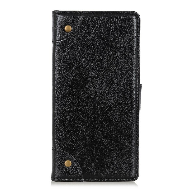 Housse iPhone 13 Style Cuir Nappa Rivets Vintage