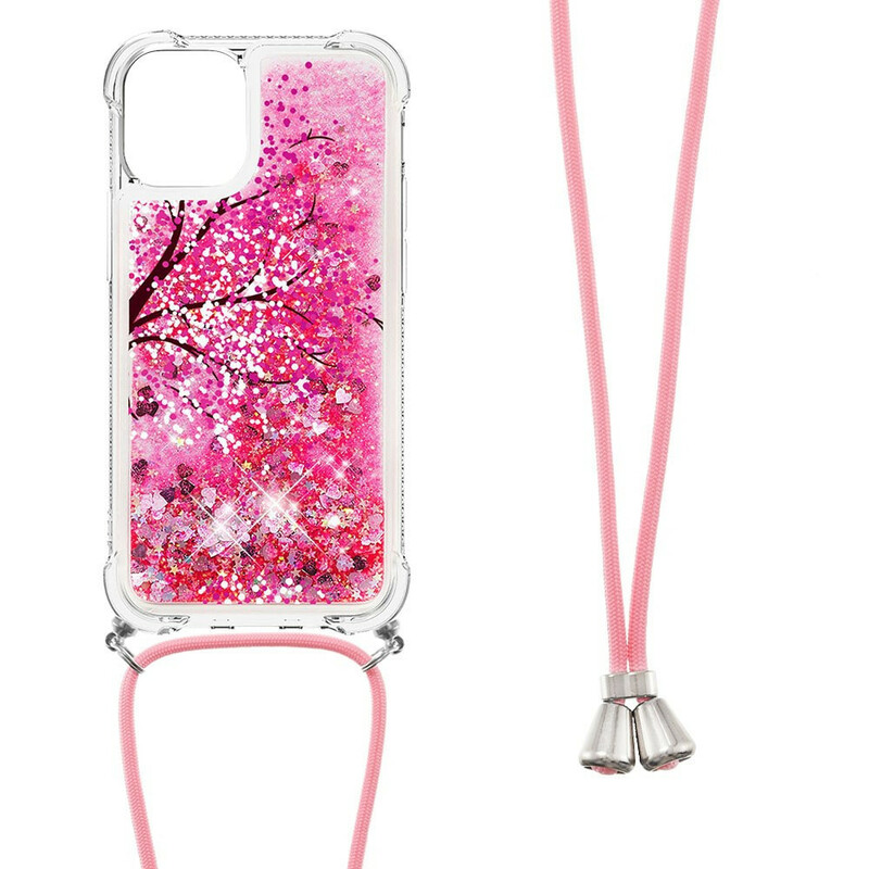 Coque iPhone 13 à Cordon Paillettes Arbre Coque iPhone 13 à Cordon Paillettes Arbre