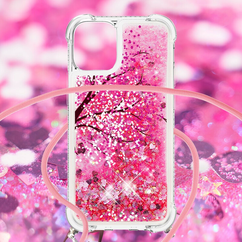 Coque iPhone 13 à Cordon Paillettes Arbre Coque iPhone 13 à Cordon Paillettes Arbre