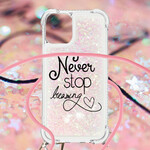 Coque iPhone 13 à Cordon Paillettes Never Stop Coque iPhone 13 à Cordon Paillettes Never Stop
