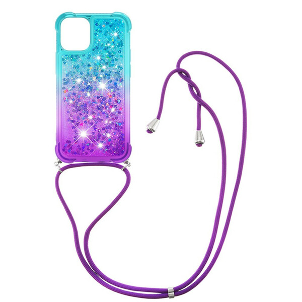 Coque iPhone 13 Silicone Paillettes et Cordon