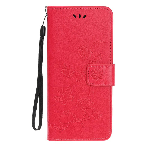 Housse iPhone 13 Papillons et Fleurs à Lanière